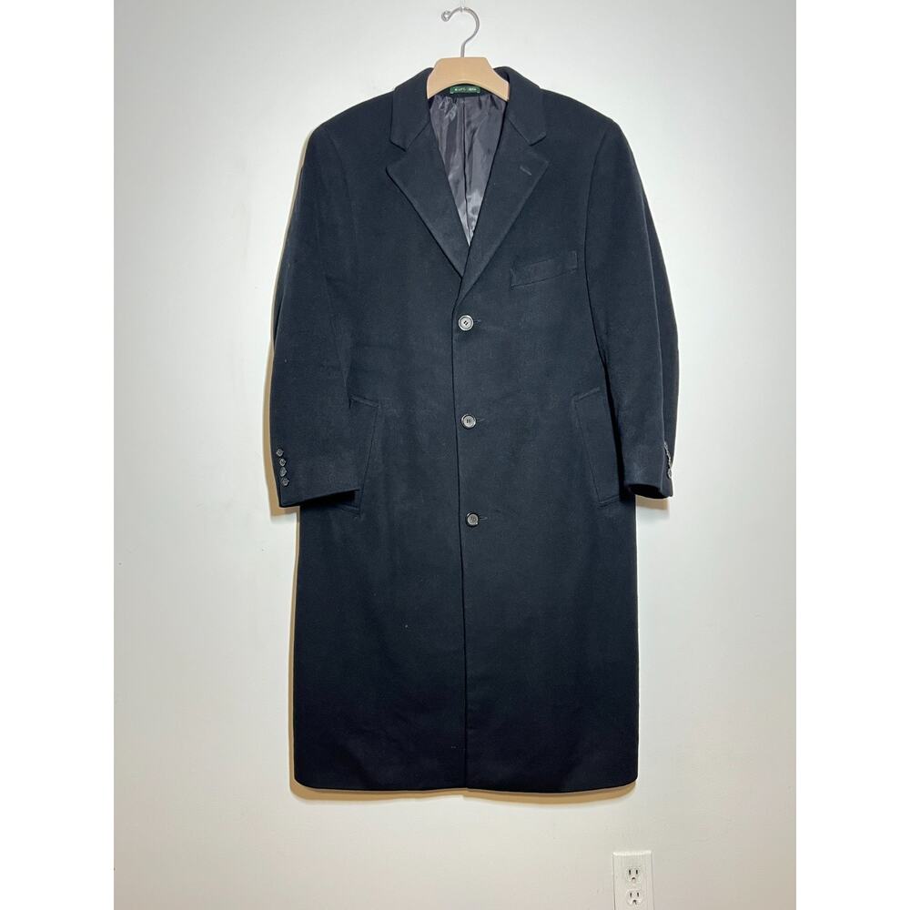 Lauren Ralph Lauren Men's Black 100% Cashmere Columbia Overcoat Top Coat 38 R